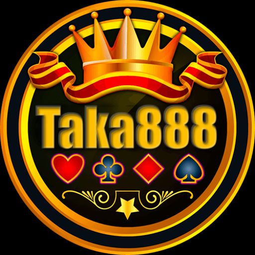 Taka888 cartoon characters celebrating with coins and a mobile casino app screen